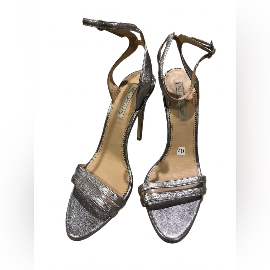 Neil J. Rodgers Silver Strappy Stiletto Heel Sandals Size 40